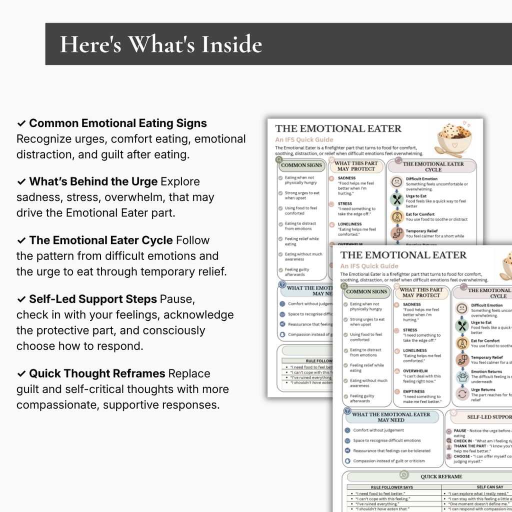 Emotional Eating Cheat Sheet, Instant Download