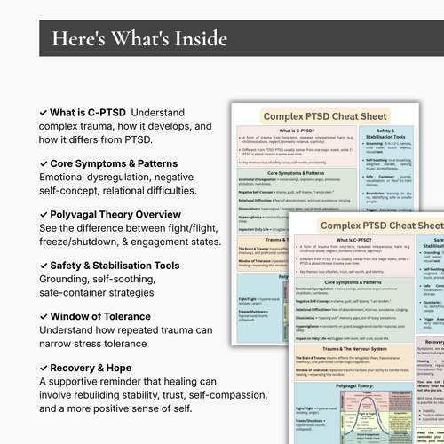 Complex PTSD Cheat Sheet, Instant Download