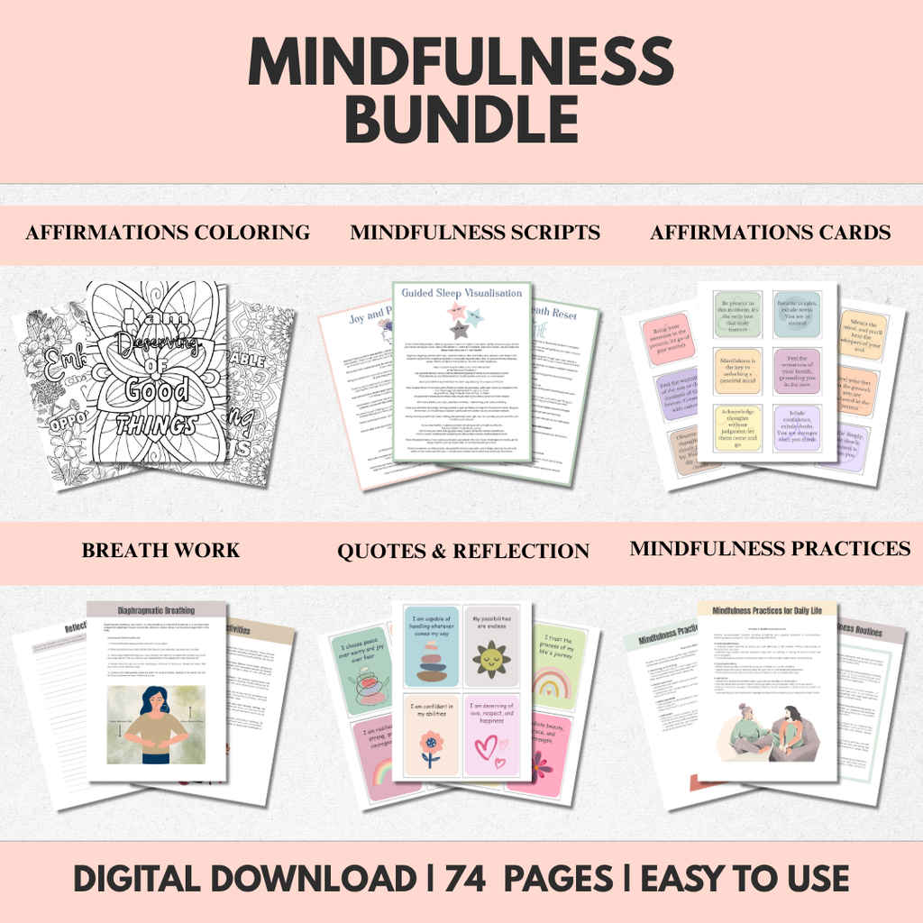 Mindfulness Bundle, Grounding Techniques, Calming Activities, Instant Download