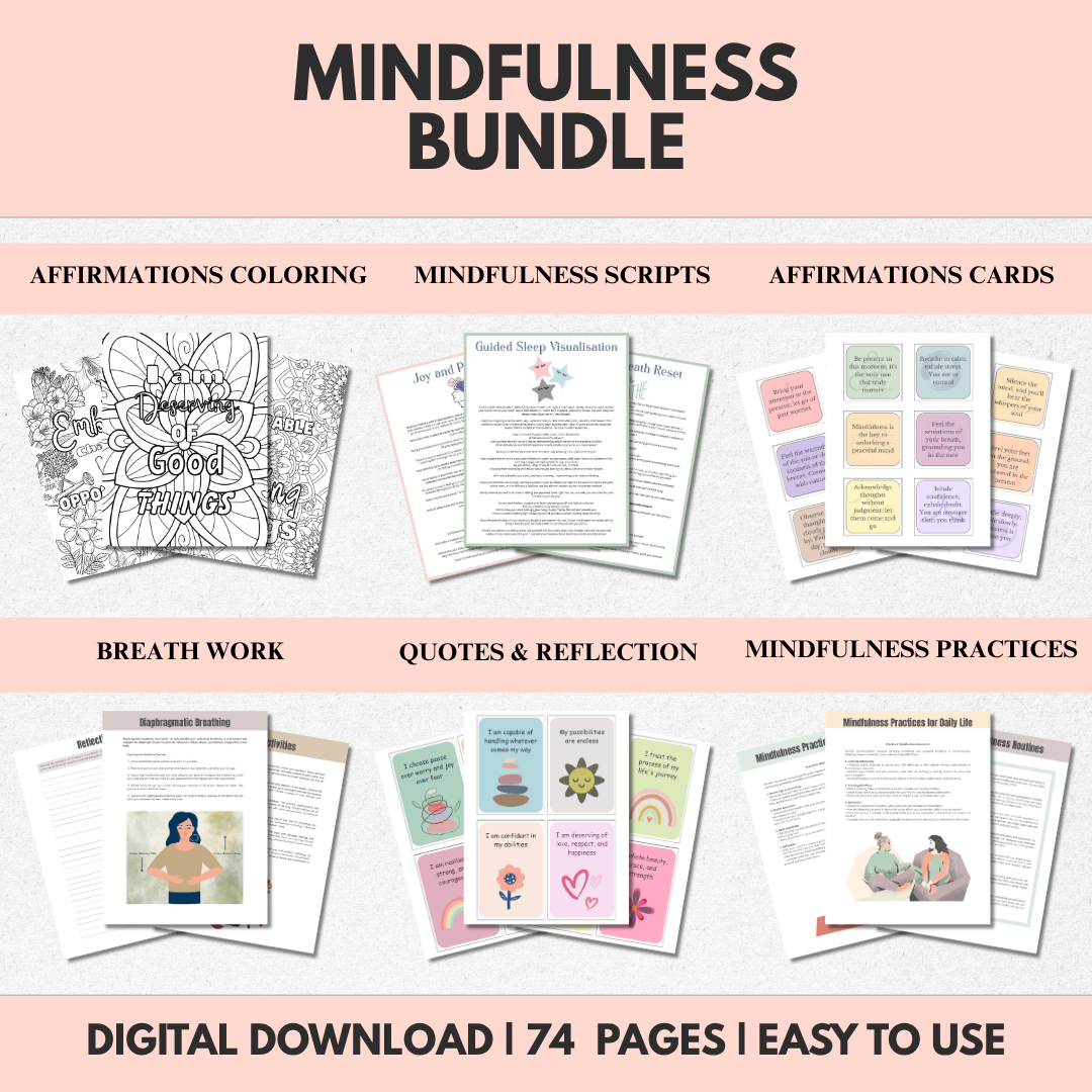 Mindfulness Bundle, Grounding Techniques, Calming Activities, Instant Download