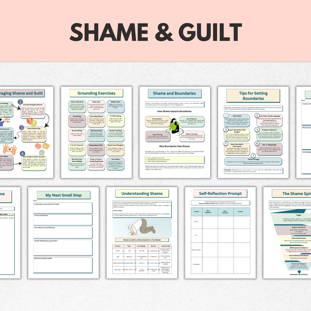 Shame and Guilt Therapy Workbook, Self-Esteem & Inner Critic Healing, Instant Download