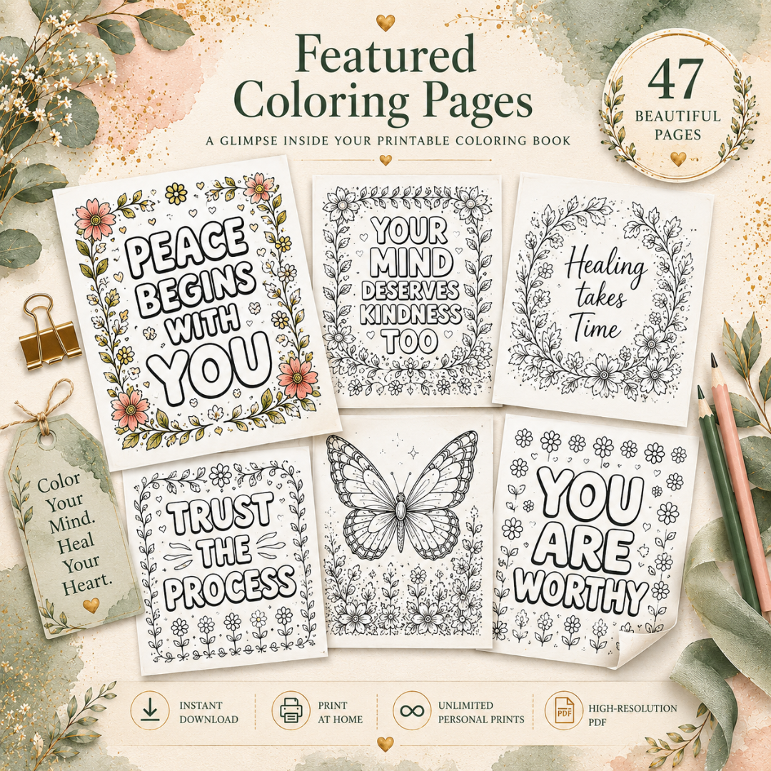 Mental Health Coloring Book, Motivational Pages For Emotional Wellness