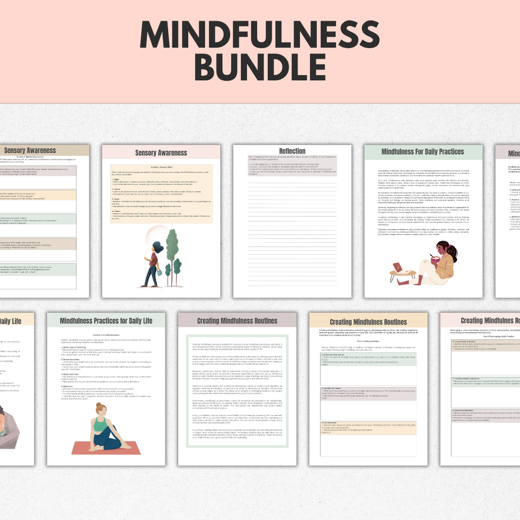 Mindfulness Bundle, Grounding Techniques, Calming Activities, Instant Download