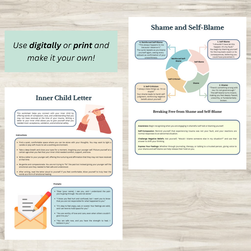 Healing From Trauma, Recovery Workbook, Instant Download