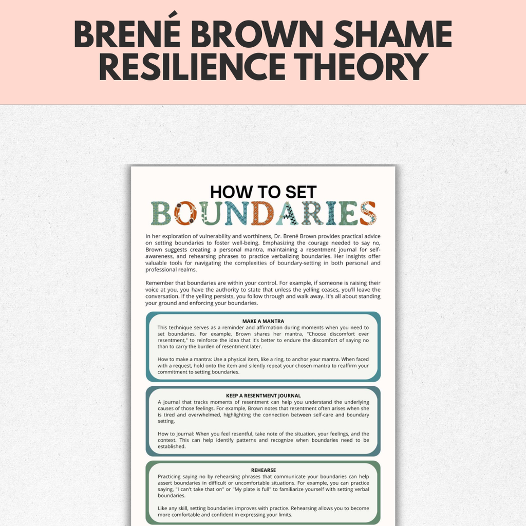 Brené Brown Shame Resilience Theory, Healthy Boundaries Toolkit for Adults
