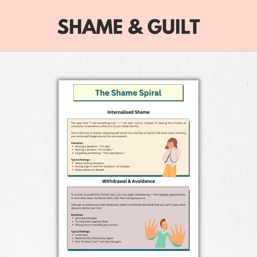 Shame and Guilt Therapy Workbook, Self-Esteem & Inner Critic Healing, Instant Download