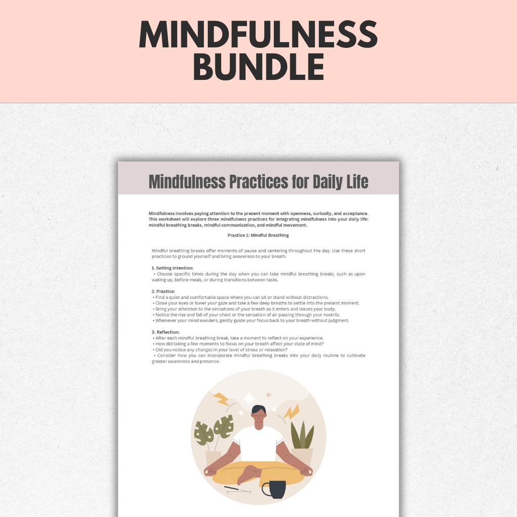 Mindfulness Bundle, Grounding Techniques, Calming Activities, Instant Download