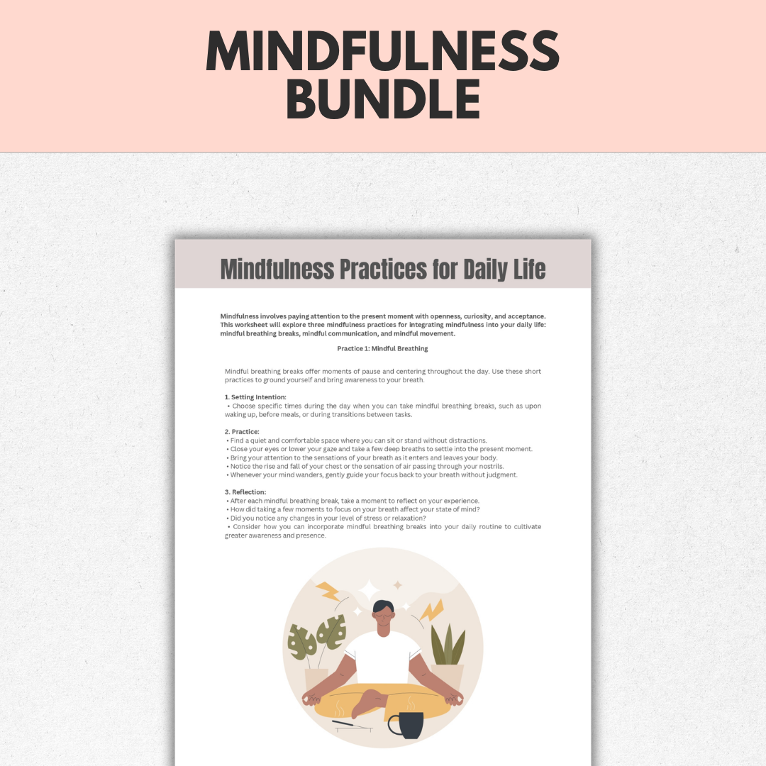 Mindfulness Bundle, Grounding Techniques, Calming Activities, Instant Download