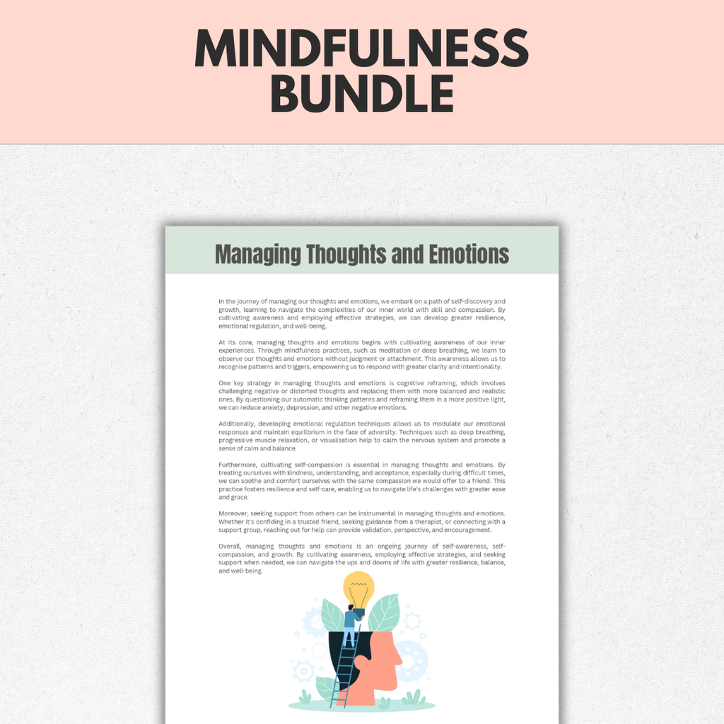 Mindfulness Bundle, Grounding Techniques, Calming Activities, Instant Download