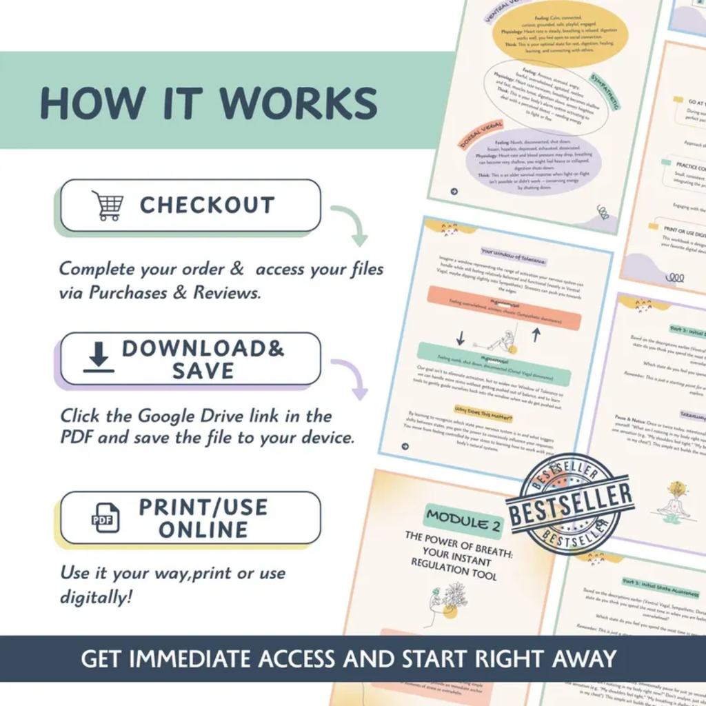 Nervous System Regulation Workbook, Somatic Exercises For Anxiety Relief
