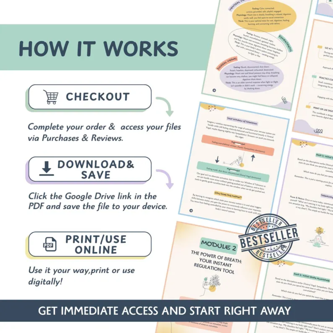 Nervous System Regulation Workbook, Somatic Exercises For Anxiety Relief