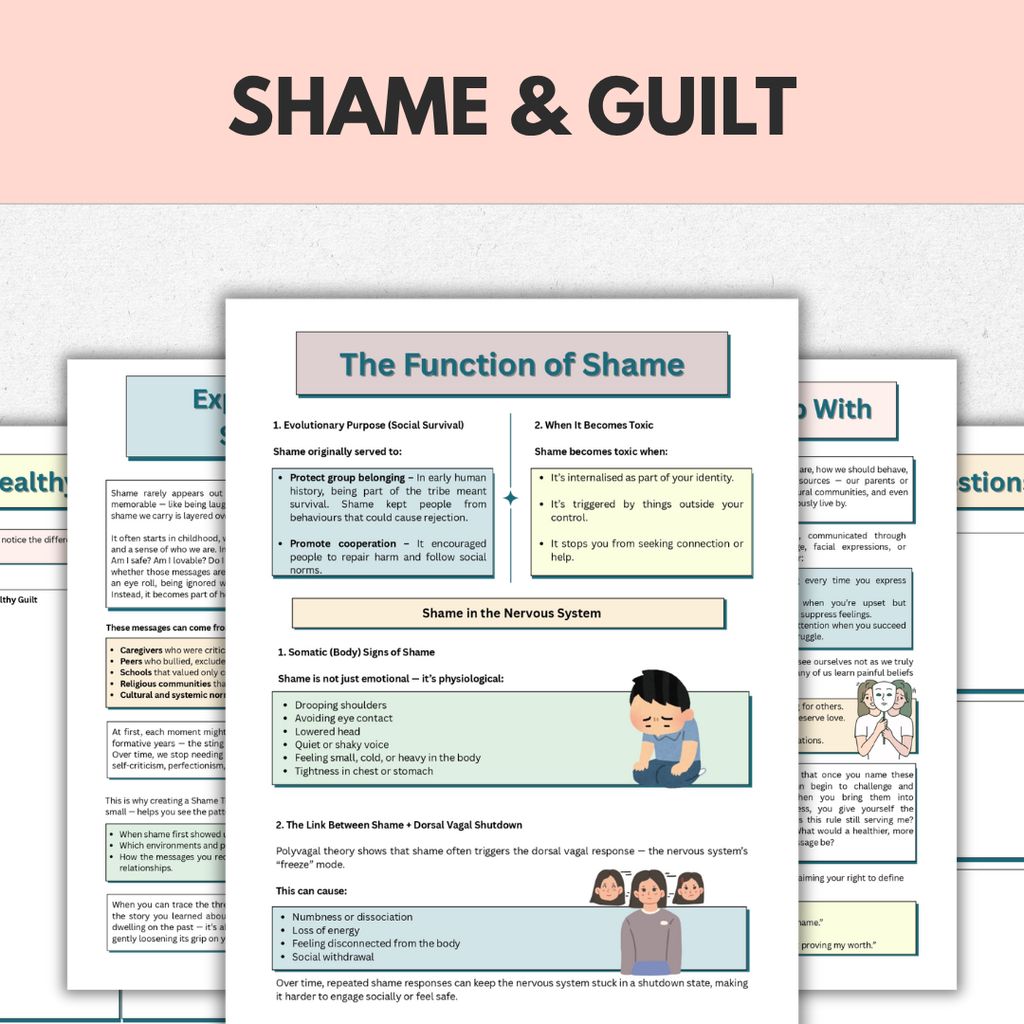 Shame and Guilt Therapy Workbook, Self-Esteem & Inner Critic Healing, Instant Download