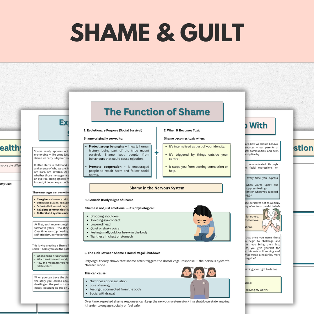 Shame and Guilt Therapy Workbook, Self-Esteem & Inner Critic Healing, Instant Download